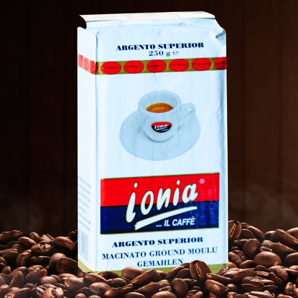 Kamira Espressokocher + 2 Siebträger + 2 Espressogläser + 250 g Ionia Espresso