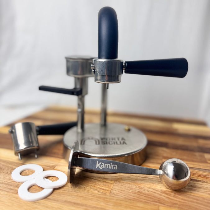 Kamira Espressokocher + Kamira Espressolöffel + 3er Set Dichtungsringe